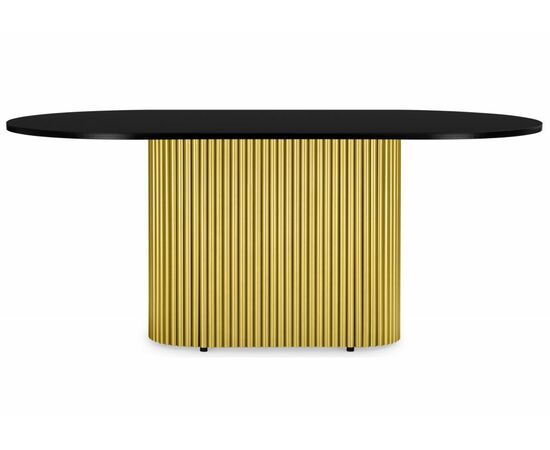 Стол деревянный Барон О 160 х 90 черная пленка шагрень / золотые ноги, изображение 2 | Интернет магазин мебели и декора LifeDekor