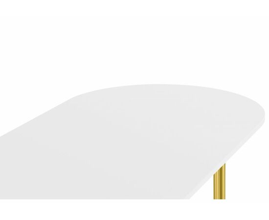 Стол деревянный Хьюго О 160 х 90 белая шагрень пленка / золотые ноги, изображение 4 | Интернет магазин мебели и декора LifeDekor