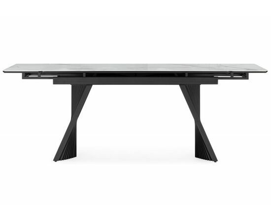 Стол стеклянный Вейв 140(200)х80 кристл белый мрамор / черный, изображение 4 | Интернет магазин мебели и декора LifeDekor