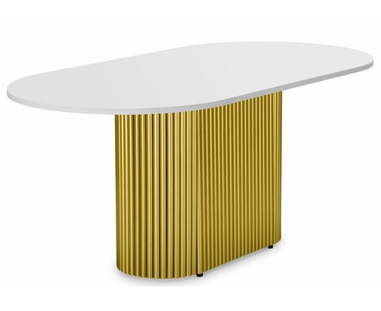 Стол деревянный Барон О 180 х 90 белая пленка шагрень / золотые ноги | Интернет магазин мебели и декора LifeDekor