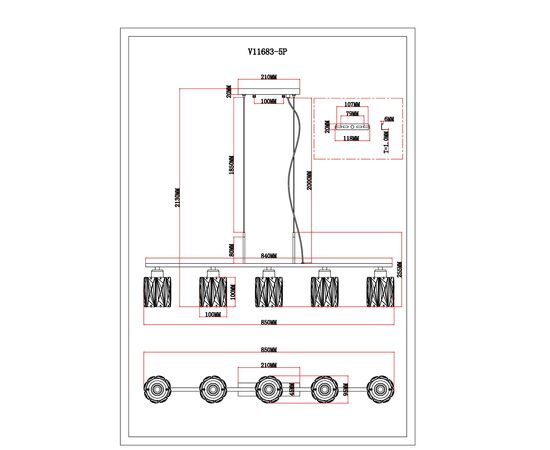 Люстра подвесная Moderli V11683-5P Prismique, изображение 6 | Интернет магазин мебели и декора LifeDekor