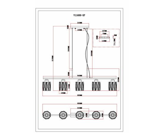 Люстра подвесная Moderli V11688-5P Prismique, изображение 7 | Интернет магазин мебели и декора LifeDekor