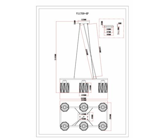 Люстра подвесная Moderli V11709-6P Prismique, изображение 6 | Интернет магазин мебели и декора LifeDekor
