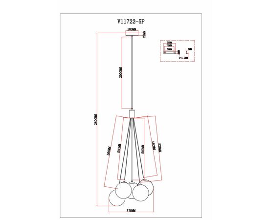 Светильник подвесной Moderli V11722-5P Renny, изображение 7 | Интернет магазин мебели и декора LifeDekor