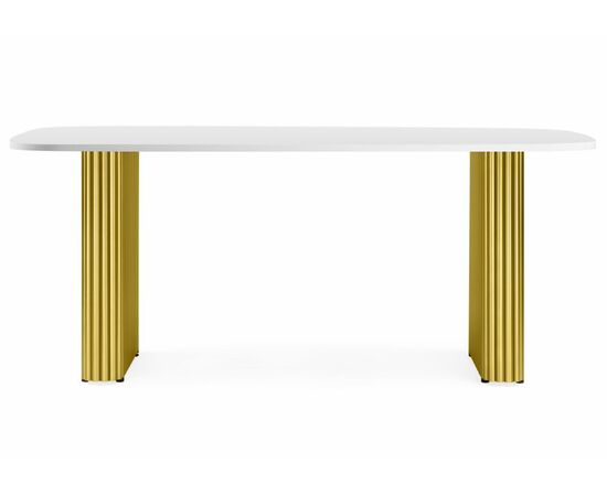 Стол деревянный Бавария B 160 х 90 белая пленка шагрень / золото, изображение 2 | Интернет магазин мебели и декора LifeDekor