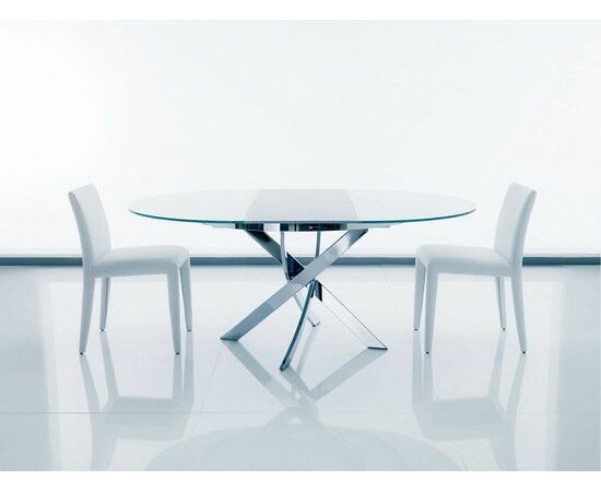 Стол BARONE (01.92) G093 хром/С150 э-бел. гл. стекло, L021алюм.вставка | Интернет магазин мебели и декора LifeDekor