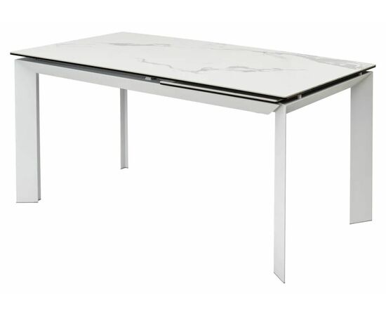 Стол CREMONA 140 HIGH GLOSS STATUARIO Белый мрамор глянцевый, керамика/ белый каркас М-City | Интернет магазин мебели и декора LifeDekor