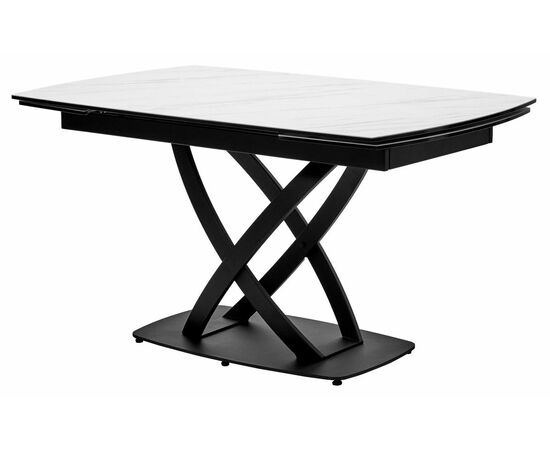 Стол FOGGIA 140 KL-99 Белый мрамор матовый, итальянская керамика/ черный каркас М-City | Интернет магазин мебели и декора LifeDekor