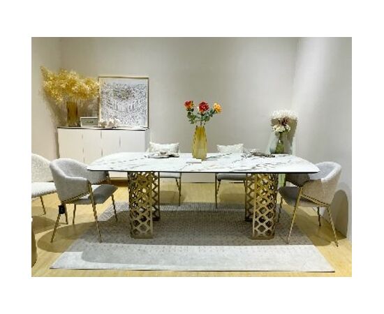 Стол CHIAVARI 220 KL-188 Контрастный мрамор матовый, итальянская керамика / Шампань М-City, изображение 2 | Интернет магазин мебели и декора LifeDekor