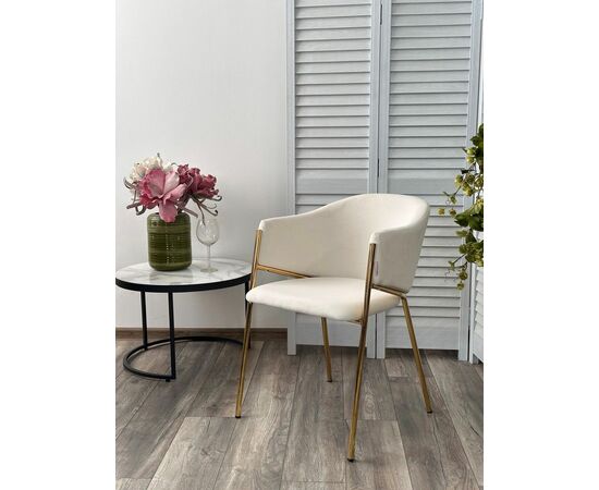 Стул DILL MOMO-01 молочный, велюр "беспальчиковый"/ золотой каркас М-City, изображение 3 | Интернет магазин мебели и декора LifeDekor