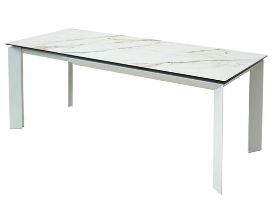 Стол CREMONA 180 KL-188 Контрастный мрамор матовый, итальянская керамика/ белый каркас М-City | Интернет магазин мебели и декора LifeDekor