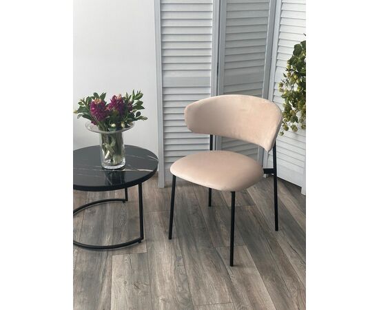 Стул ЛЕОНАРДО H-06 Бежевый, велюр / черный каркас М-City, изображение 3 | Интернет магазин мебели и декора LifeDekor