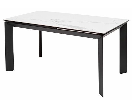 Стол CREMONA 140 MATTE STATUARIO Белый мрамор матовый, керамика/ черный каркас М-City | Интернет магазин мебели и декора LifeDekor