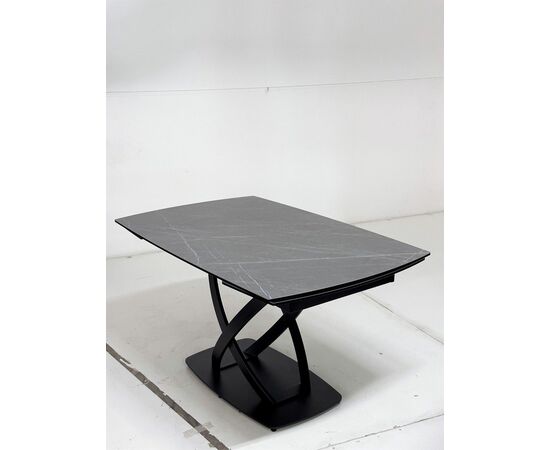 Стол FOGGIA 140 KL-136 Серый мрамор матовый, итальянская керамика/ черный каркас М-City, изображение 2 | Интернет магазин мебели и декора LifeDekor