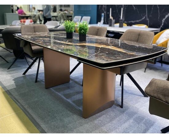 Стол ПУАНТО 200 TITANIUM LAWA NERO, керамика / МЕДЬ каркас М-City, изображение 2 | Интернет магазин мебели и декора LifeDekor