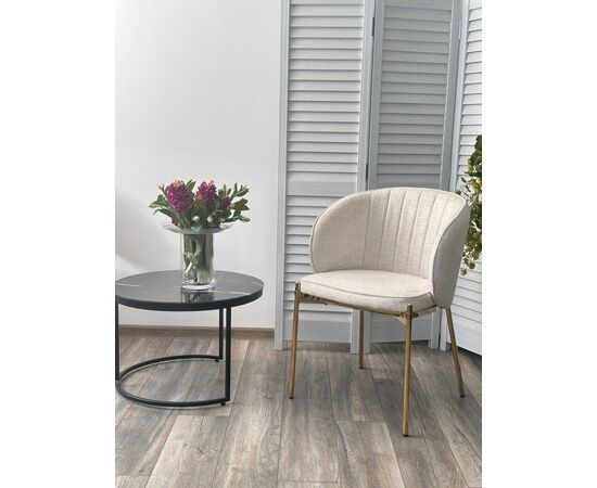 Стул DIANA Modica-40 бежево-белый, ткань / золотой каркас, ®DISAUR, изображение 5 | Интернет магазин мебели и декора LifeDekor