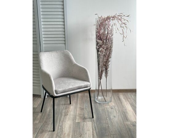 Стул АЛИСТЕР, цвет RAIN 16 пыльный серый, велюр / черный каркас М-City, изображение 3 | Интернет магазин мебели и декора LifeDekor