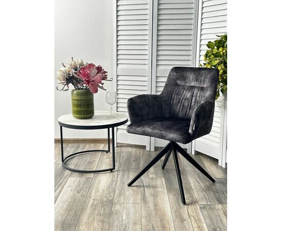 Стул DANTE 360 град.поворот UF912-06В античный серый, велюр без "пальчиковый"/черный, ®DISAUR, изображение 6 | Интернет магазин мебели и декора LifeDekor