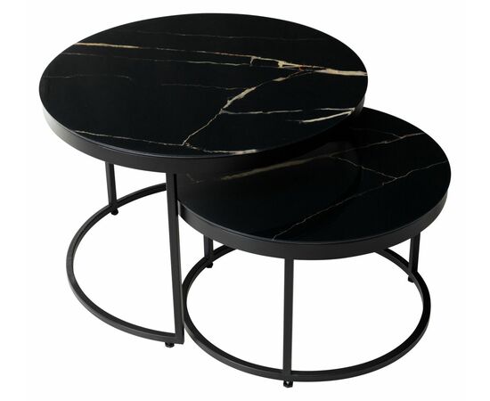 Журнальный стол Эрвин (комплект) Обсидиан, стекло/ черный каркас, M-city | Интернет магазин мебели и декора LifeDekor