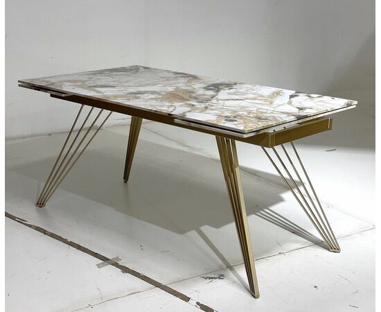 Стол ACERRA NEW 160 GRAND JADE SOLID CERAMIC/ каркас цвета шампань М-City, изображение 5 | Интернет магазин мебели и декора LifeDekor