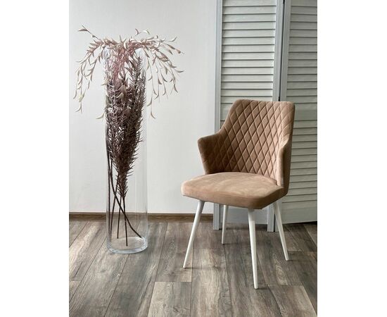 Стул HERMAN БЕЖЕВЫЙ #5, велюр / белый каркас М-City, изображение 2 | Интернет магазин мебели и декора LifeDekor