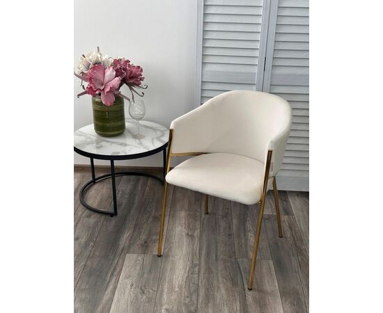 Стул DILL MOMO-01 молочный, велюр "беспальчиковый"/ золотой каркас М-City, изображение 4 | Интернет магазин мебели и декора LifeDekor