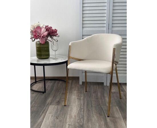 Стул DILL MOMO-01 молочный, велюр "беспальчиковый"/ золотой каркас М-City, изображение 5 | Интернет магазин мебели и декора LifeDekor