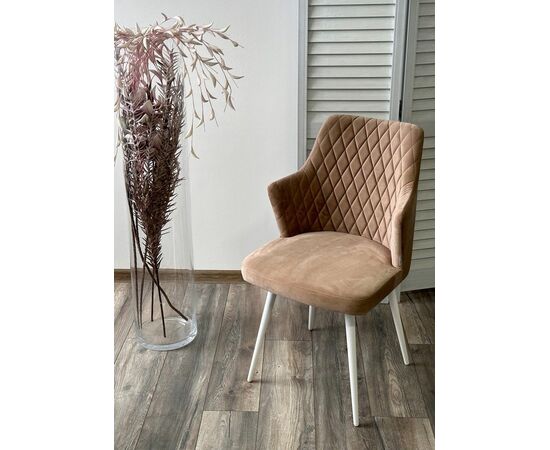Стул HERMAN БЕЖЕВЫЙ #5, велюр / белый каркас М-City, изображение 3 | Интернет магазин мебели и декора LifeDekor