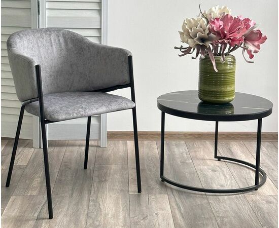 Стул ДИЛЛ, цвет RAIN 17 серый, велюр / черный каркас М-City, изображение 3 | Интернет магазин мебели и декора LifeDekor