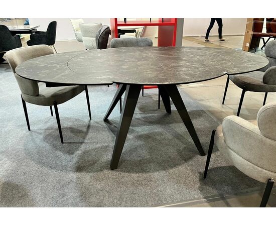 Стол AKSEL 130 цвет Mona Lisa Cерый мрамор, керамика, / Темно-серый каркас. ®DISAUR, изображение 3 | Интернет магазин мебели и декора LifeDekor