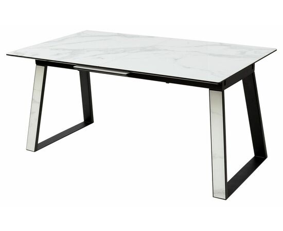Стол Франк 160 БЕЛЫЙ МРАМОР, стекло / ЧЕРНЫЙ-БЕЛЫЙ МРАМОР, М-City | Интернет магазин мебели и декора LifeDekor