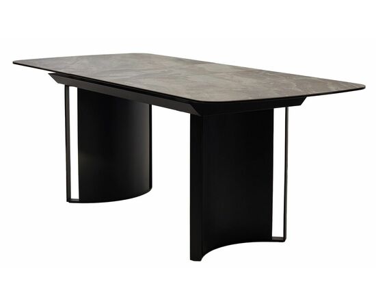 Стол RASMUS 160 KL-80 Серый мрамор, итальянская керамика / черный каркас М-City | Интернет магазин мебели и декора LifeDekor