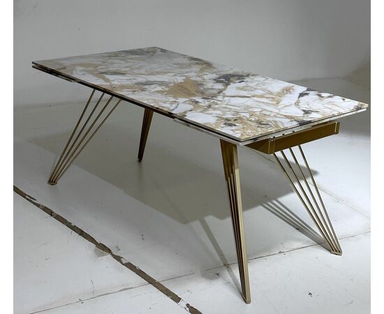 Стол ACERRA NEW 160 GRAND JADE SOLID CERAMIC/ каркас цвета шампань М-City, изображение 4 | Интернет магазин мебели и декора LifeDekor