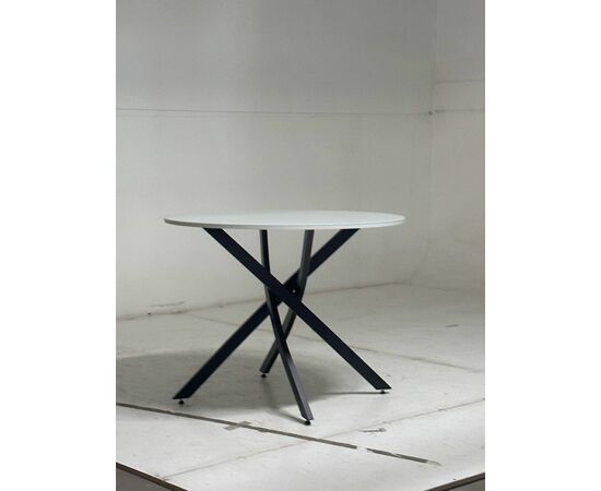 Стол ДАРИО D100 Белый, стекло/ Черный каркас М-City, изображение 3 | Интернет магазин мебели и декора LifeDekor