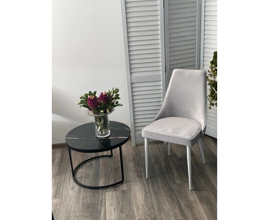 Стул NEPAL-P СВЕТЛО-СЕРЫЙ BM-4, велюр/ белый каркас М-City, изображение 3 | Интернет магазин мебели и декора LifeDekor