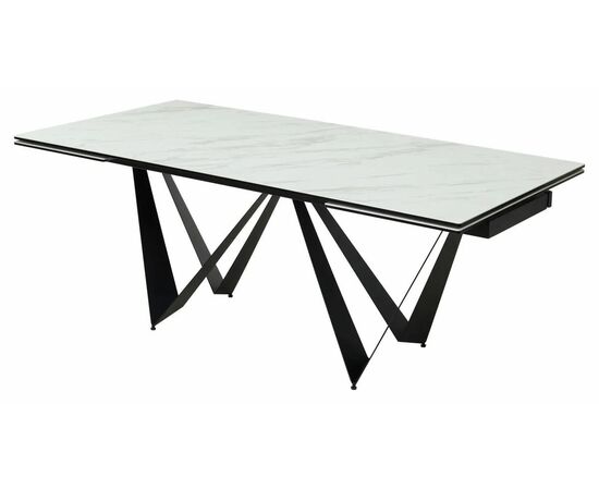 Стол RIETI 200 KL-99 Белый мрамор матовый, итальянская керамика / черный каркас М-City | Интернет магазин мебели и декора LifeDekor