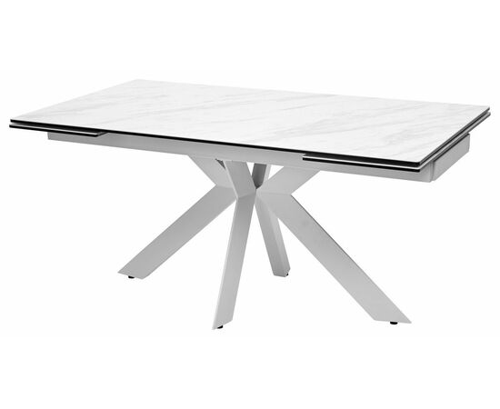 Стол BELLUNO 160 MARBLES KL-99 Белый мрамор матовый, итальянская керамика/ белый каркас М-City | Интернет магазин мебели и декора LifeDekor