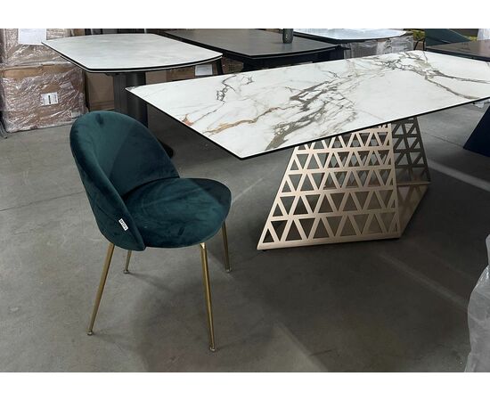 Стол ENNA 220 KL-188 Контрастный мрамор матовый, итальянская керамика/ каркас цвета шампань М-City, изображение 7 | Интернет магазин мебели и декора LifeDekor