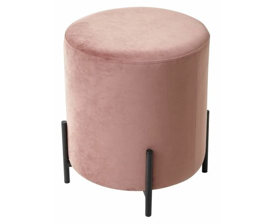 Пуф для гостиной ФЕЛИКС круглый розовый #15, велюр / черный каркас М-City | Интернет магазин мебели и декора LifeDekor