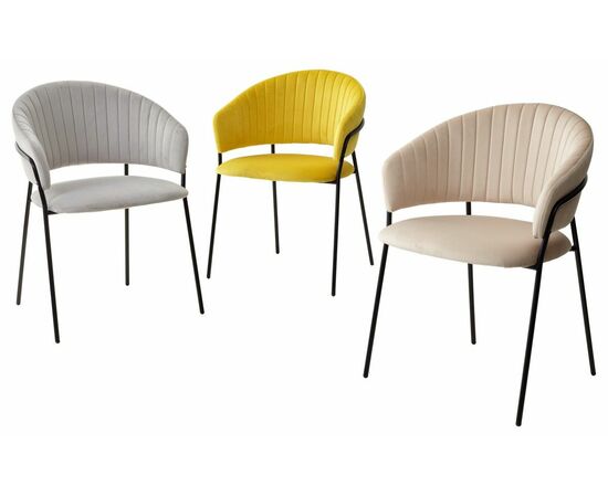 Стул ГЕММА, цвет H-09 Светло-серый, велюр / черный каркас М-City, изображение 3 | Интернет магазин мебели и декора LifeDekor