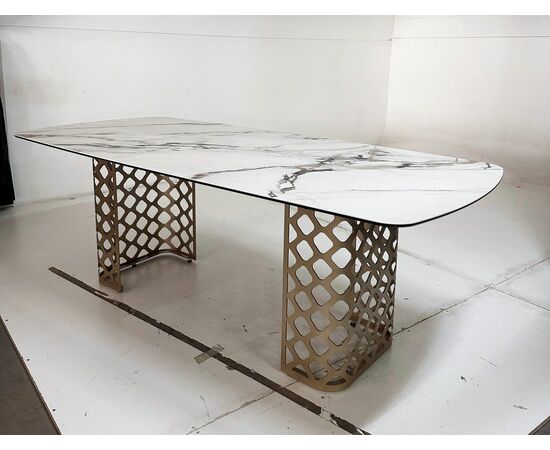 Стол CHIAVARI 220 KL-188 Контрастный мрамор матовый, итальянская керамика / Шампань М-City, изображение 5 | Интернет магазин мебели и декора LifeDekor