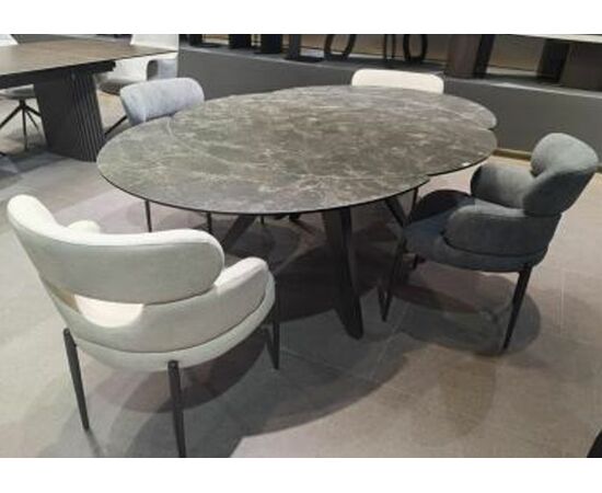 Стол AKSEL 130 цвет Mona Lisa Cерый мрамор, керамика, / Темно-серый каркас. ®DISAUR, изображение 13 | Интернет магазин мебели и декора LifeDekor