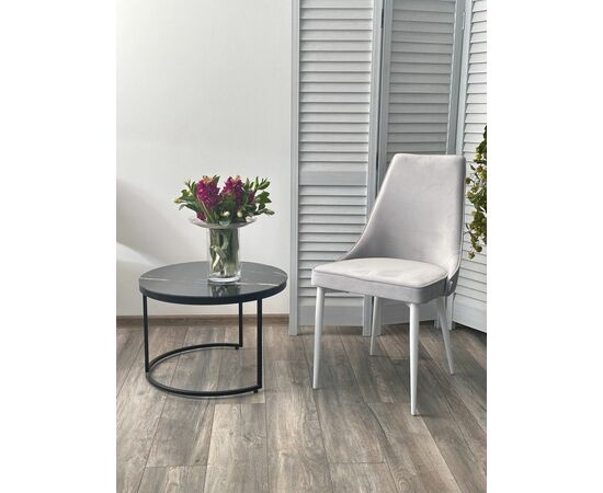 Стул NEPAL-P СВЕТЛО-СЕРЫЙ BM-4, велюр/ белый каркас М-City, изображение 4 | Интернет магазин мебели и декора LifeDekor