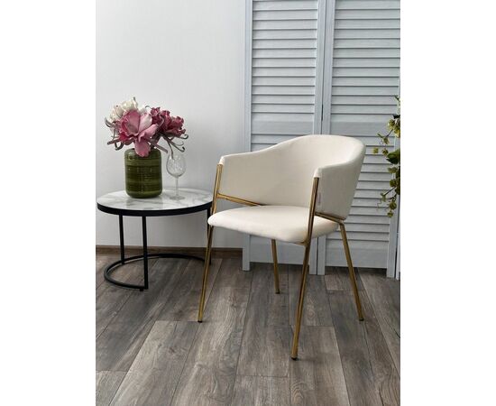 Стул DILL MOMO-01 молочный, велюр "беспальчиковый"/ золотой каркас М-City, изображение 2 | Интернет магазин мебели и декора LifeDekor