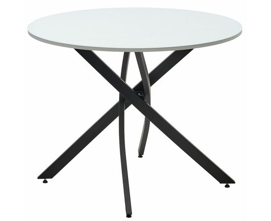 Стол ДАРИО D100 Белый, стекло/ Черный каркас М-City | Интернет магазин мебели и декора LifeDekor