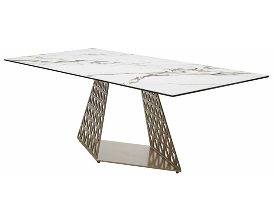 Стол ENNA 220 KL-188 Контрастный мрамор матовый, итальянская керамика/ каркас цвета шампань М-City | Интернет магазин мебели и декора LifeDekor