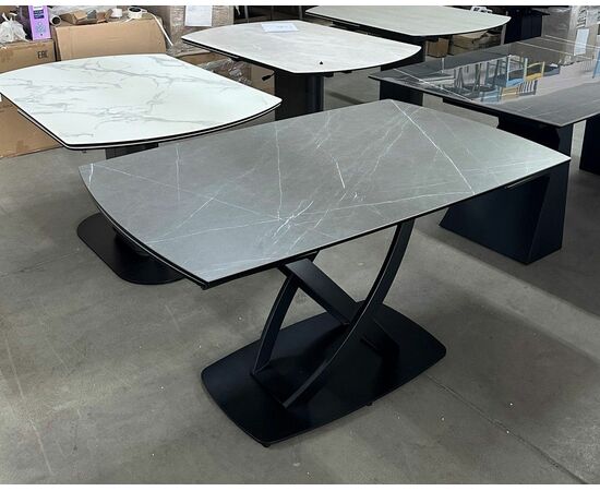 Стол FOGGIA 140 KL-136 Серый мрамор матовый, итальянская керамика/ черный каркас М-City, изображение 4 | Интернет магазин мебели и декора LifeDekor