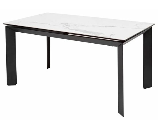 Стол CREMONA 140 HIGH GLOSS STATUARIO Белый мрамор глянцевый, керамика/ черный каркас М-City | Интернет магазин мебели и декора LifeDekor