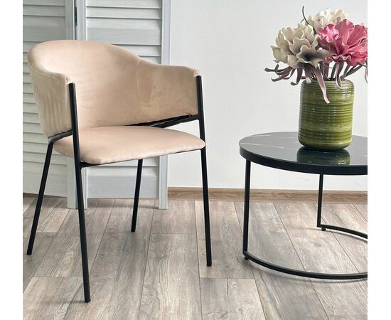 Стул ДИЛЛ, цвет H-06 Бежевый, велюр / черный каркас М-City, изображение 2 | Интернет магазин мебели и декора LifeDekor