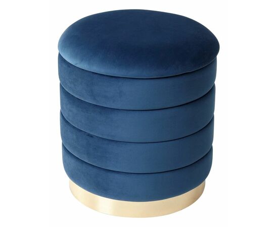 Пуф для гостиной ФРЕД синий #29, велюр / золотой каркас М-City | Интернет магазин мебели и декора LifeDekor